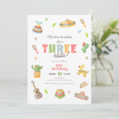 カラフルなメキシカンフィエスタ ３歳の誕生日パーティー招待状 招待状 (スタンド正面)