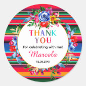 カラフルなメキシカンフラワー＆セラペのお礼アクセサリー ラウンドシール (正面)