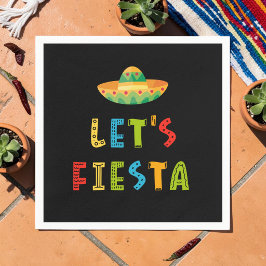 カラフルなメキシコのお祭り ブラック スタンダードカクテルナプキン