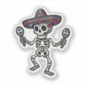 カラフルなメキシコのスケルトン シール (正面)