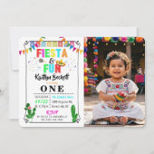 カラフルなメキシコのフィエスタ&ファン1歳の誕生日写真 招待状 (正面)