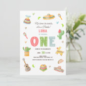 カラフルなメキシコのフィエスタ ファースト バースデー 招待状 (スタンド正面)