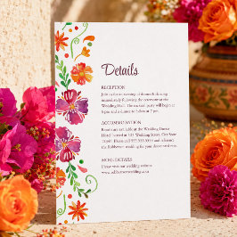 カラフルなメキシコのフラワーフィエスタの結婚式の詳細 招待状