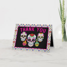 カラフルなメキシコの死者の日のSugar+Skulls+Day+1歳の誕生日 サンキューカード