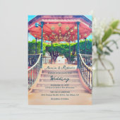 カラフルなメキシコの町のキオスクでの絵のような結婚式 招待状 (スタンド正面)