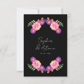 カラフルなメキシコの花のフィエスタの結婚式QRコード 出欠カード (裏面)