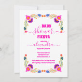 カラフルなメキシコの花のフィエスタベイビーシャワーの女の子 招待状 (正面)