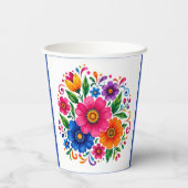 カラフルなメキシコの花柄ウェディング 紙コップ (裏面)