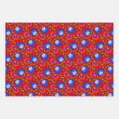 カラフルなメキシコスタイルの花柄エレガントで大胆 ラッピングペーパーシート (正面3)