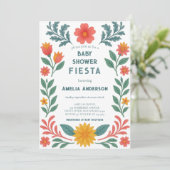 カラフルなメキシコ フィエスタ フォークアート ベビーシャワー 招待状 (スタンド正面)