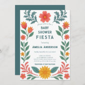 カラフルなメキシコ フィエスタ フォークアート ベビーシャワー 招待状 (正面/裏面)
