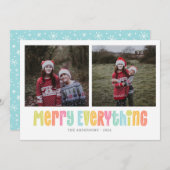 カラフルなメリーすべて2つの写真のクリスマス シーズンカード (正面/裏面)