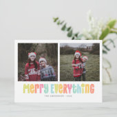 カラフルなメリーすべて2つの写真のクリスマス シーズンカード (スタンド正面)