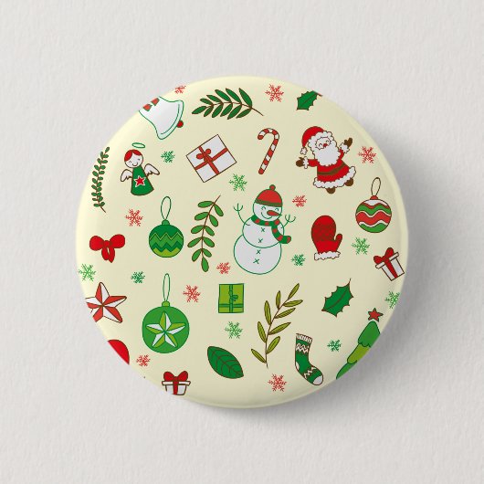 カラフルなメリークリスマスの挨拶パターン 缶バッジ (正面)