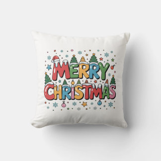 カラフルなメリークリスマスキッズのキャラクタースロー枕 クッション