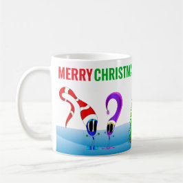 カラフルなメリークリスマスキャラクター コーヒーマグカップ