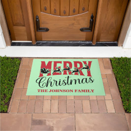カラフルなメリークリスマス ドアマット
