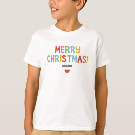 カラフルなメリークリスマス マッチング ファミリー ボーイズ Tシャツ
