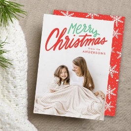 カラフルなメリークリスマス 赤と緑の写真 シーズンカード