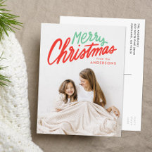 カラフルなメリークリスマス 赤と緑 2枚の写真