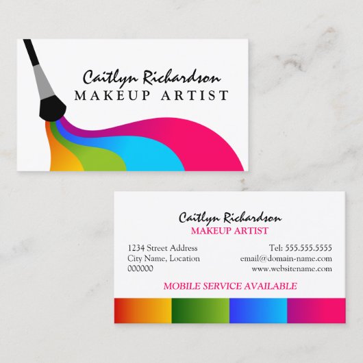 カラフルなメーキャップアーティスト 名刺 (正面/裏面)