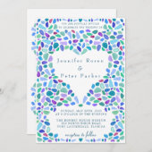 カラフルなモザイクシーグラス ウェディング 招待状 (正面/裏面)