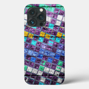 カラフルなモザイクパターン ウッドルック #5 iPhone 13 PROケース