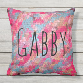 カラフルなモザイク模様のパーソナライズな名前 クッション
