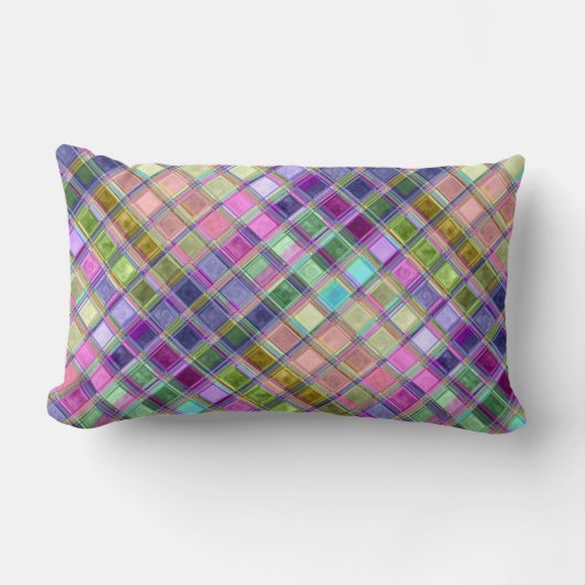 カラフルなモザイク芸術の枕 ランバークッション (正面)
