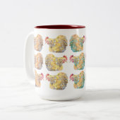 カラフルなモザイク雌鶏のツートーンマグ ツートーンマグカップ (正面左)