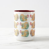 カラフルなモザイク雌鶏のツートーンマグ ツートーンマグカップ (中央)