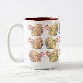 カラフルなモザイク雌鶏のツートーンマグ ツートーンマグカップ (左)