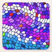 カラフルなモザイク・タイルパターンコースター スクエアペーパーコースター (正面)