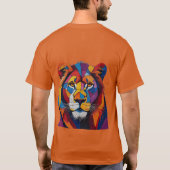 カラフルなモザイク ライオン 彫刻 Tシャツ (裏面)