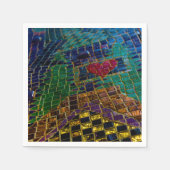 カラフルなモザイク 赤いハート スタンダードカクテルナプキン (正面)