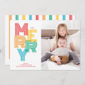 カラフルなモダンなMERRYクリスマスホリデーフォトカード シーズンカード (正面/裏面)