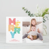 カラフルなモダンなMERRYクリスマスホリデー写真カード シーズンカード (スタンド正面)