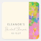 カラフルなモダンアブストラクトアート ブライダルシャワー カスタム スクエアシール (正面)