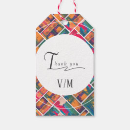 カラフルなモダンアート抽象デザイン ありがとう ギフトタグ