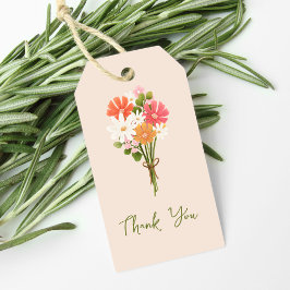 カラフルなモダンフラワーブーケのお礼 ギフトタグ