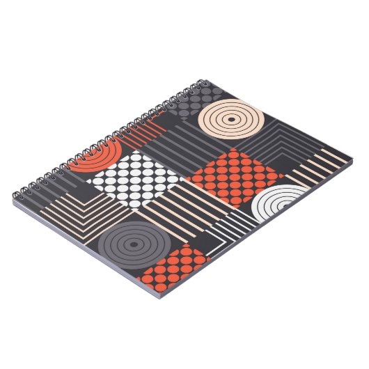 カラフルなモダン幾何学シームレスパターン ノートブック (左側)