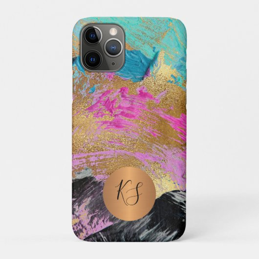 カラフルなモダン抽象芸術ゴールドグラマーモノグラム Case-Mate iPhoneケース (裏)