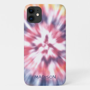 カラフルなモダン・タイダイ柄 オリジナルネーム iPhone 11 ケース