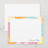 カラフルなモダン フラワー カスタム フラット サンクス ノート 招待状 (正面/裏面)