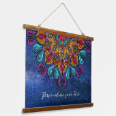 カラフルなモダン マンダラ トリッピー サイケデリック ヒッピースタイル 吊り下げ型タペストリー (傾斜あり)
