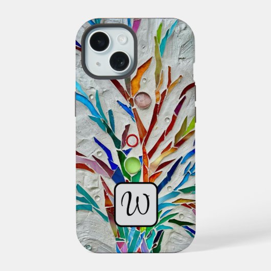 カラフルなモノグラム iPhone 15ケース (裏面)