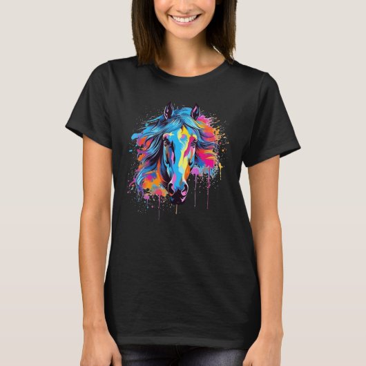 カラフルなモラブ馬のスプラッシュ Tシャツ (正面)