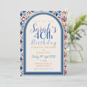 カラフルなモロッカン幾何学タイルの誕生日 招待状 (スタンド正面)