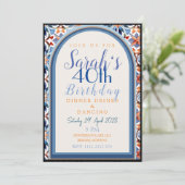 カラフルなモロッカン幾何学タイルの誕生日 招待状 (スタンド正面)