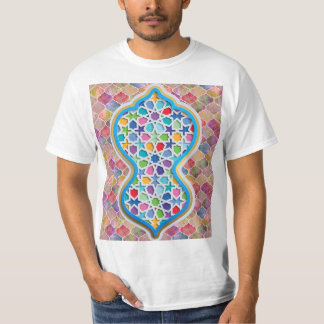 カラフルなモロッコのイスラム教ザリガタアーチ柄 Tシャツ